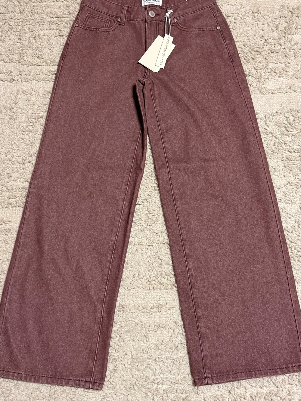 New GOGO low rise wide leg light burgundy color  jeans size 5 inseam 30